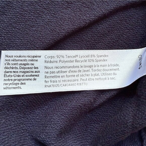 Eileen Fisher Size M Navy Blue Oversized Velvet Trim Hoodie Sweatshirt Pullover - Picture 7 of 16